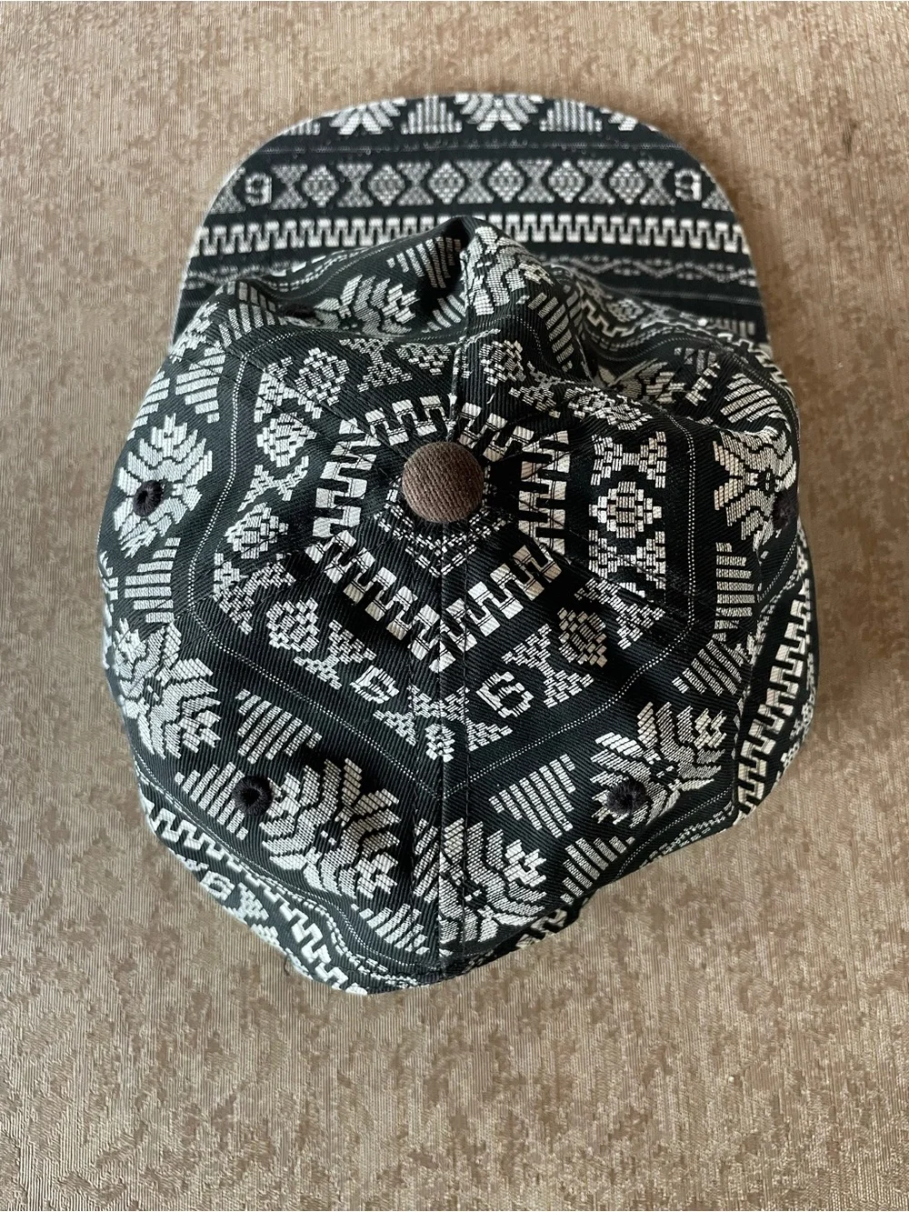 Vans Black and White Aztec Patterned Five-Panel Hat Adjustable Snap Back
